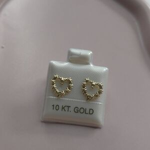 Gold Heart Stud Earrings